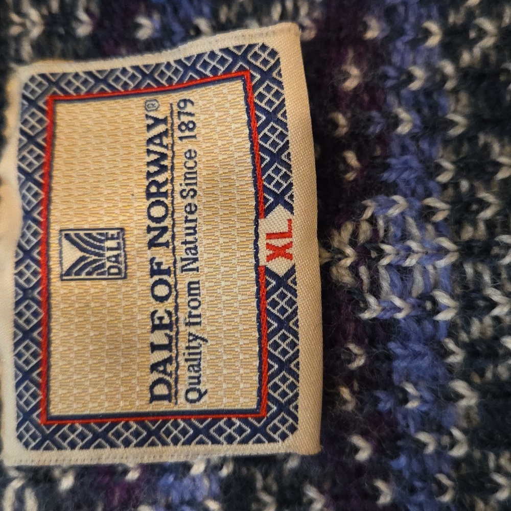 Dale of Norway Blue and White Patterned Knit Cardigan - Picture 5 of 5
